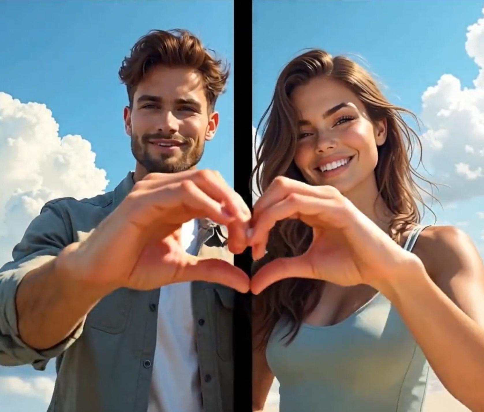 Couple making heart shape